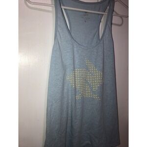 Rabbit Bunny Athletic Tank Light Blue Cotton Active Top Racerback  Women's M